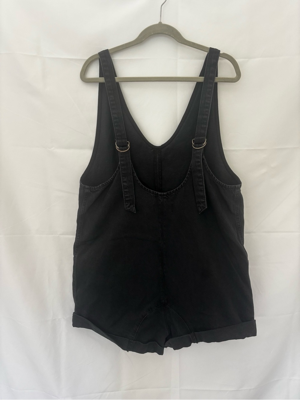 Free People We the Free High Roller Black Denim Shortall Overall Large - Picture 5 of 10